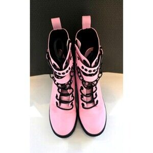 Blackcraft Cult Pink Combat Boots Chain Pentagram Lug Sole Women’s 8.5